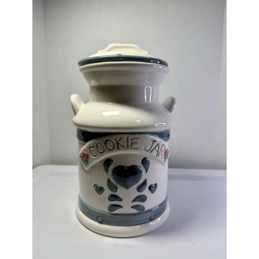 VTG Ceramic Cookie Jar Milk Cream Can Farmhouse 1996 Jay Import Co. Inc